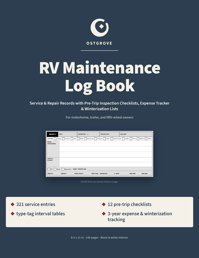 Front cover of the RV Maintenance Log Book